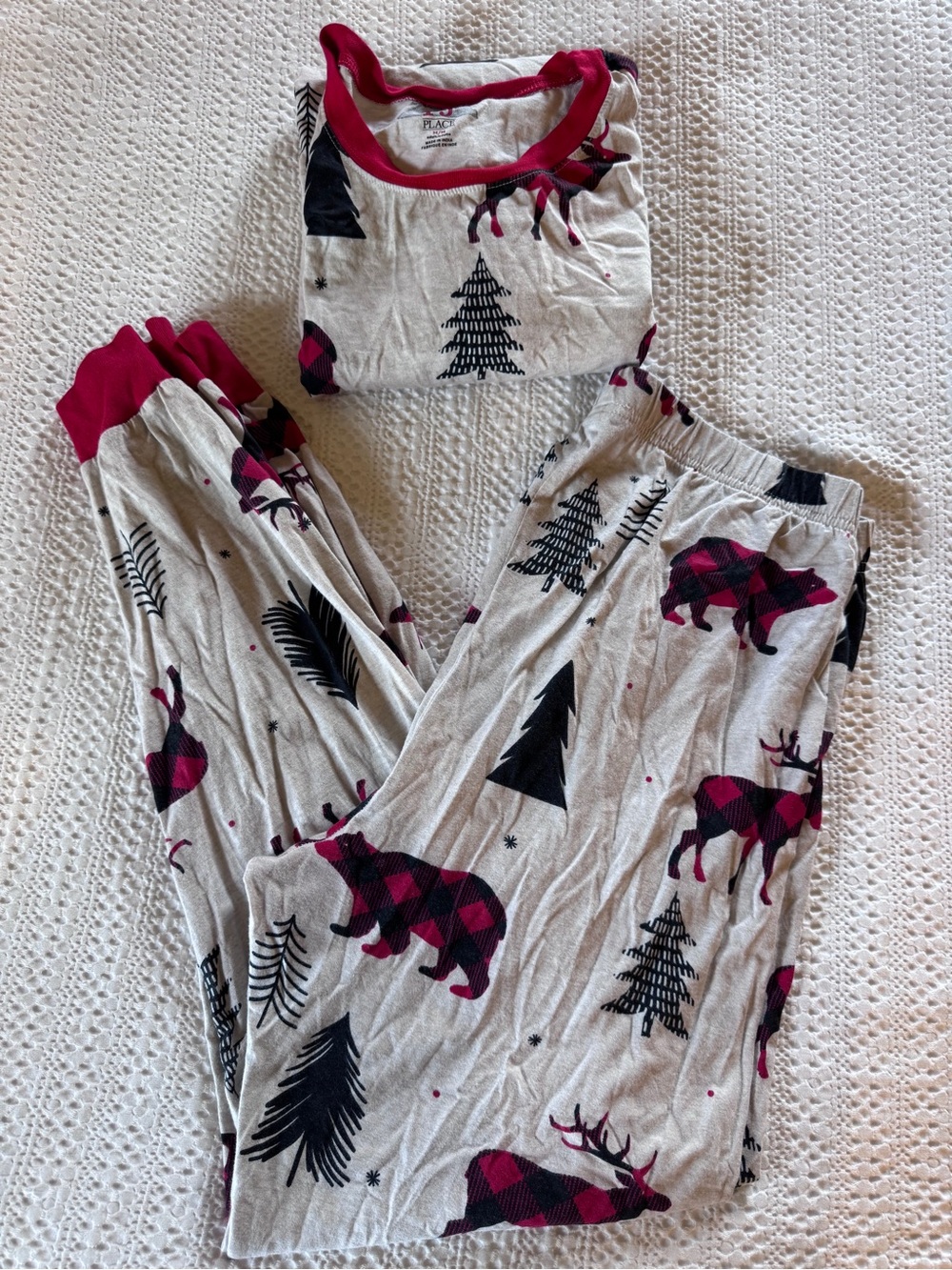 Pajama Place Res Black Plaid Bear & Moose Holiday Pajama Set medium unisex
